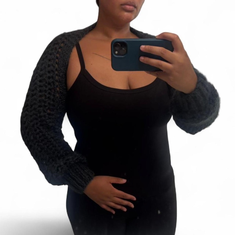 Frisson Knits Charcoal Lace Bolero